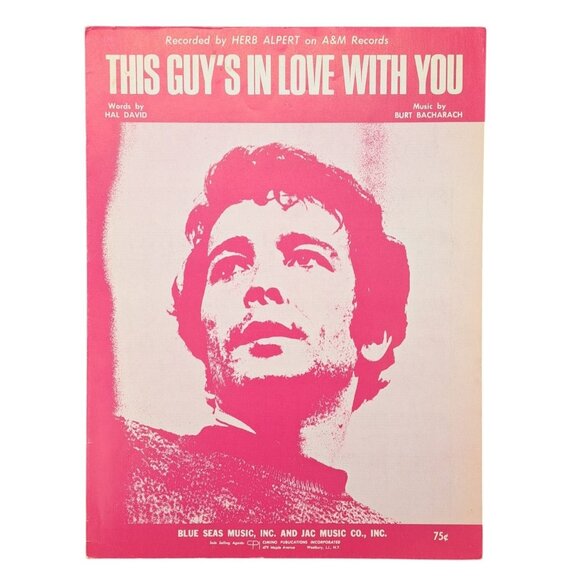 Vintage This Guy's In Love With You Sheet Music Herb Alpert Burt Bacharach 1968 - Picture 1 of 6